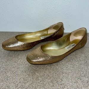 Jimmy Choo Gold Glitter Ballet Flats